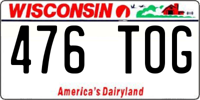WI license plate 476TOG
