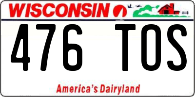 WI license plate 476TOS