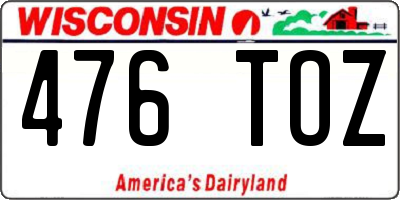 WI license plate 476TOZ