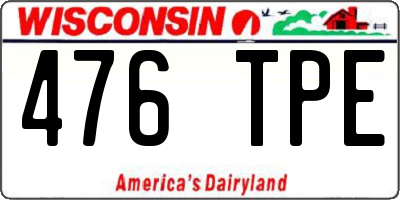 WI license plate 476TPE