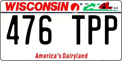 WI license plate 476TPP
