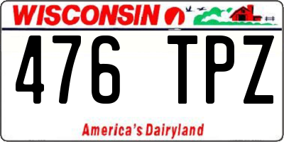 WI license plate 476TPZ