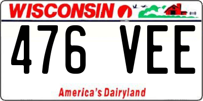 WI license plate 476VEE
