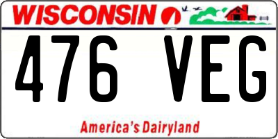 WI license plate 476VEG