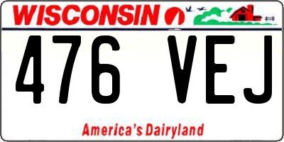 WI license plate 476VEJ