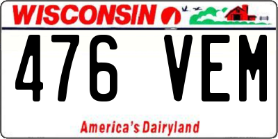 WI license plate 476VEM
