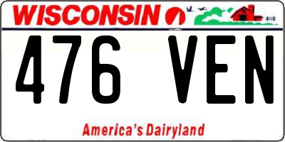 WI license plate 476VEN