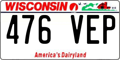 WI license plate 476VEP