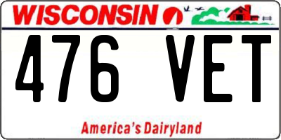 WI license plate 476VET