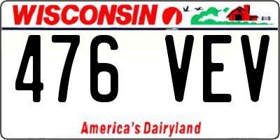 WI license plate 476VEV