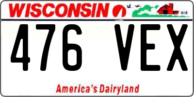 WI license plate 476VEX