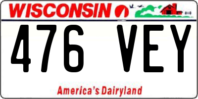 WI license plate 476VEY