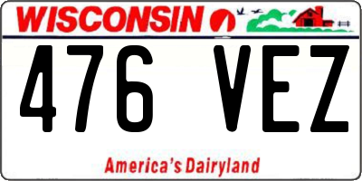 WI license plate 476VEZ