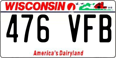 WI license plate 476VFB