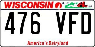 WI license plate 476VFD