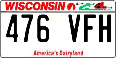 WI license plate 476VFH