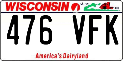 WI license plate 476VFK
