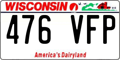 WI license plate 476VFP