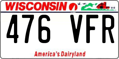 WI license plate 476VFR