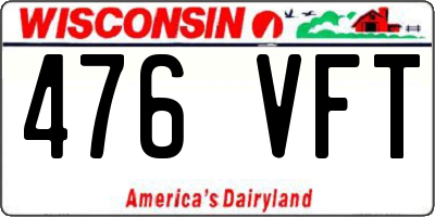 WI license plate 476VFT