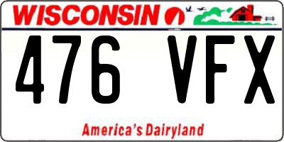 WI license plate 476VFX