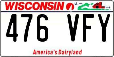 WI license plate 476VFY