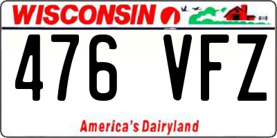 WI license plate 476VFZ