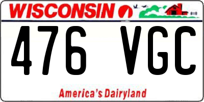 WI license plate 476VGC