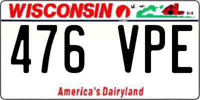 WI license plate 476VPE