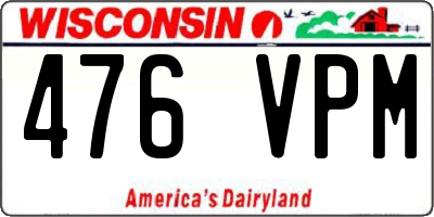 WI license plate 476VPM