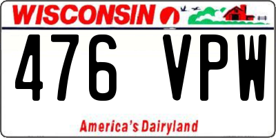 WI license plate 476VPW
