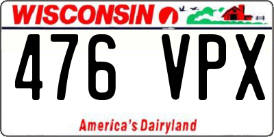 WI license plate 476VPX