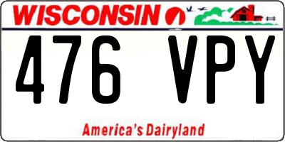 WI license plate 476VPY