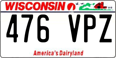 WI license plate 476VPZ