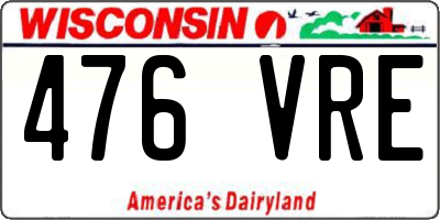 WI license plate 476VRE