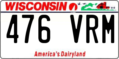 WI license plate 476VRM