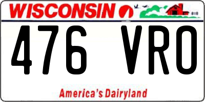 WI license plate 476VRO