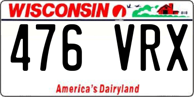 WI license plate 476VRX
