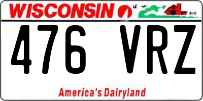 WI license plate 476VRZ