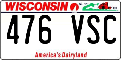 WI license plate 476VSC