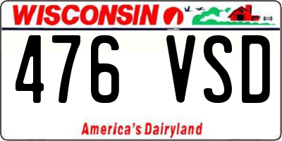 WI license plate 476VSD