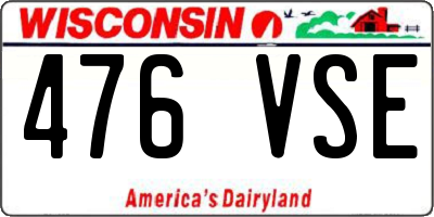 WI license plate 476VSE