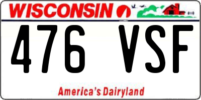 WI license plate 476VSF