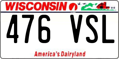 WI license plate 476VSL