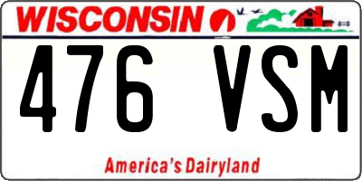 WI license plate 476VSM