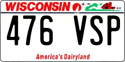 WI license plate 476VSP