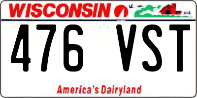 WI license plate 476VST
