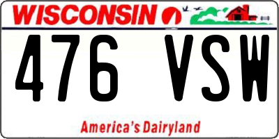 WI license plate 476VSW