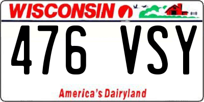 WI license plate 476VSY