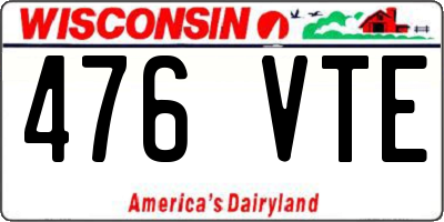 WI license plate 476VTE